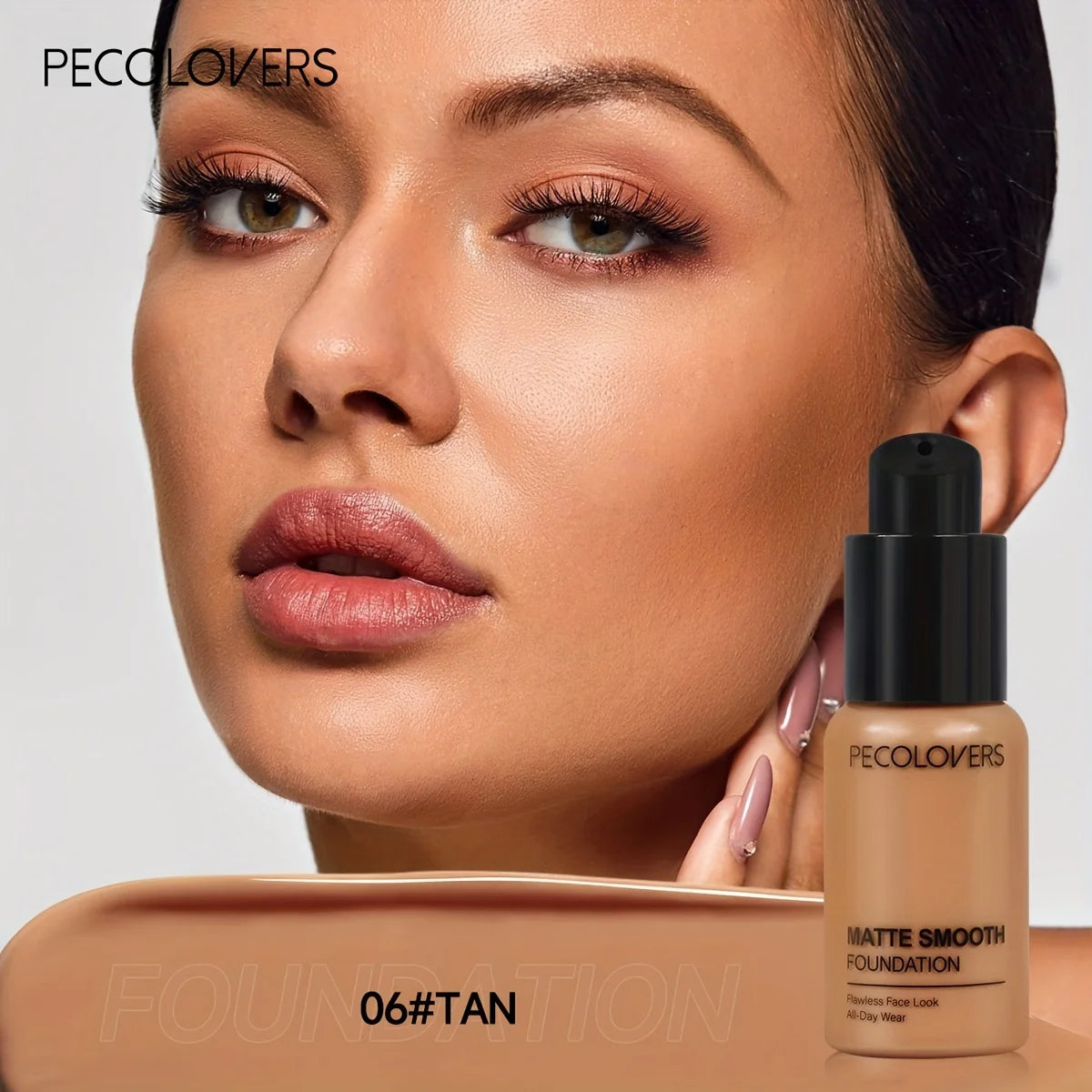 PECOLOVERS Matte Finish Liquid Foundation - Oil-Control, Waterproof, Full Coverage Concealer for All Skin Tones Qme 06