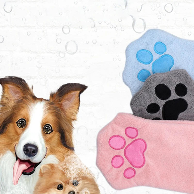 Reusable Pet Grooming Towel Soft Absorbent Quick-dry Bath Mitt Paw Qme