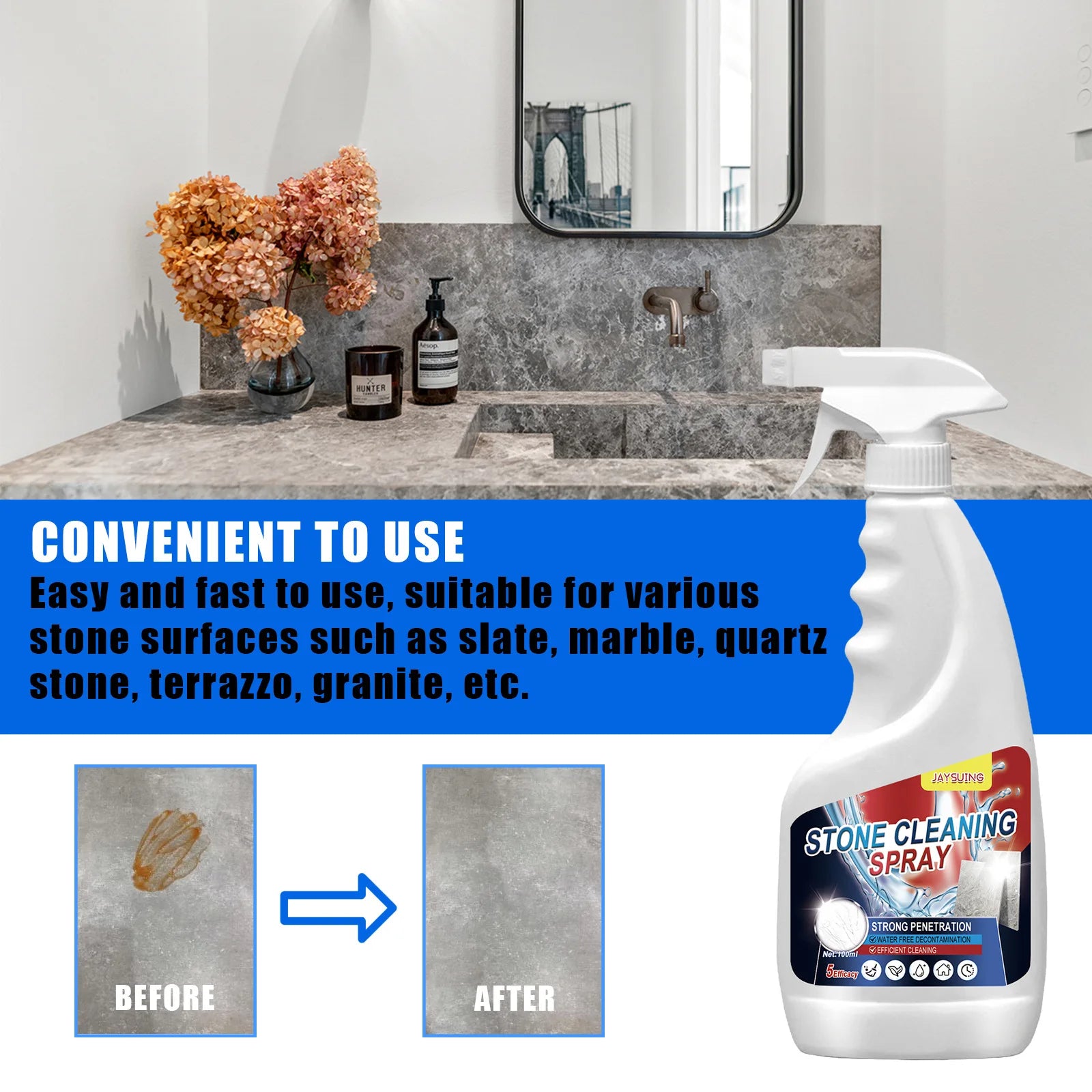 Stone Crystal Plating Agent Tile Dirt Cleaning Nano Crystal Stone Coating Reducing Scratch Restoring Shine Stone Stain Remover Qme