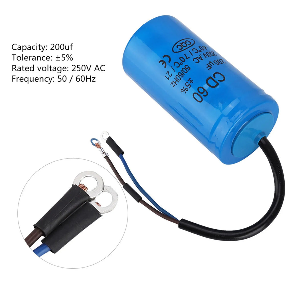 CD60 Capacitor Run Capacitor CD60 Run Capacitor CD60 Run Capacitor with Wire 250V AC 200uF 50/60Hz for Motor Air Compressor Qme