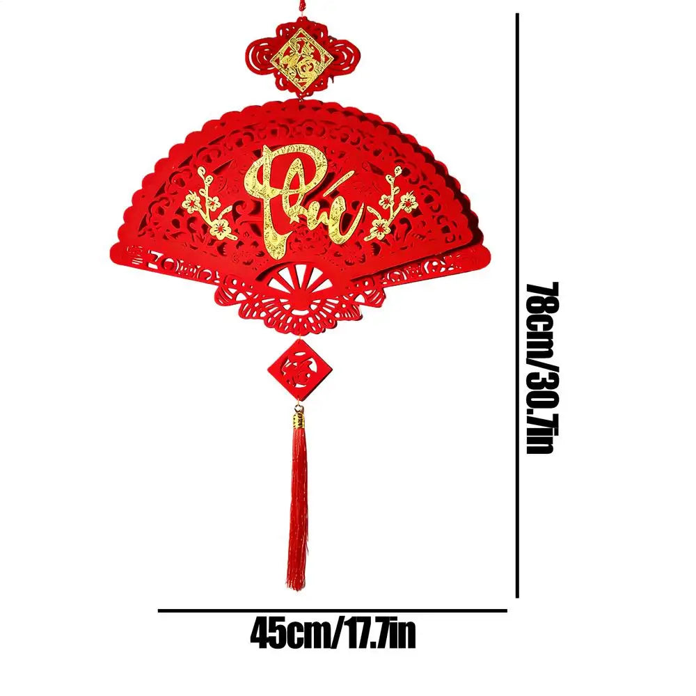Chinese New Year Decorations 2026 New Year Auspicious Decor Flocking Tree Ornaments Festival Charm for Home Office Car Door Wall Qme Style G