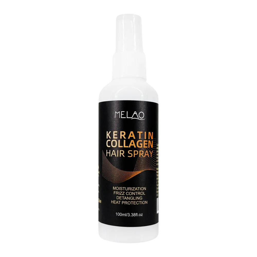 MELAO Collagen & Keratin Hair Spray - Repairing & Strengthening Leave-In Conditioner with Heat Protection for Damaged Hair Qme KERATIN COLLAGEN