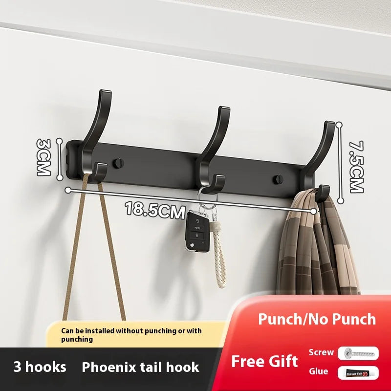 Bathroom Kitchen Accessories Black Robe Hooks Towel Hanger Nail Wall Qme Black 3 hook