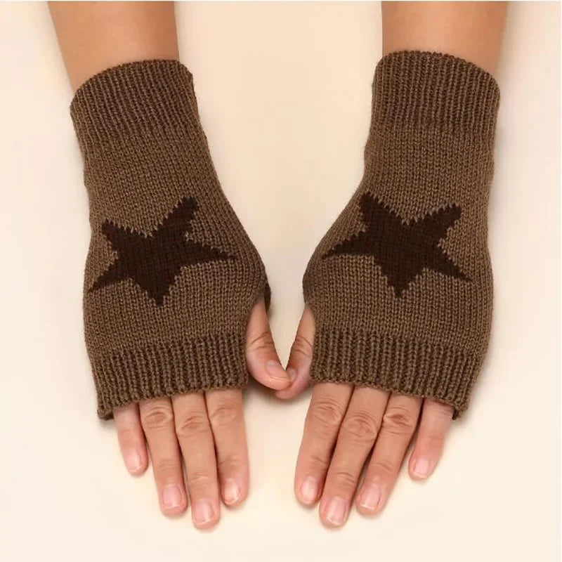 Knitted Half Finger Gloves Women's Warm Soft Winter Mittens for Girl Guantes Y2K Sleeve Girls Lolita Goth Fingerless Gloves Qme A-13 Length -20cm