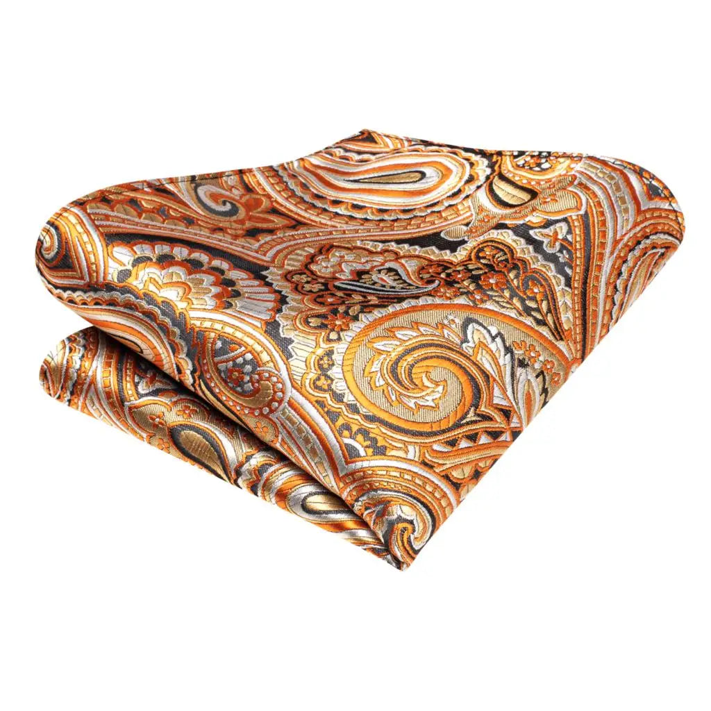 Hi-tie Designer Tie Men Orange Grey Paisley 2023 Fashion Silk Wedding Qme