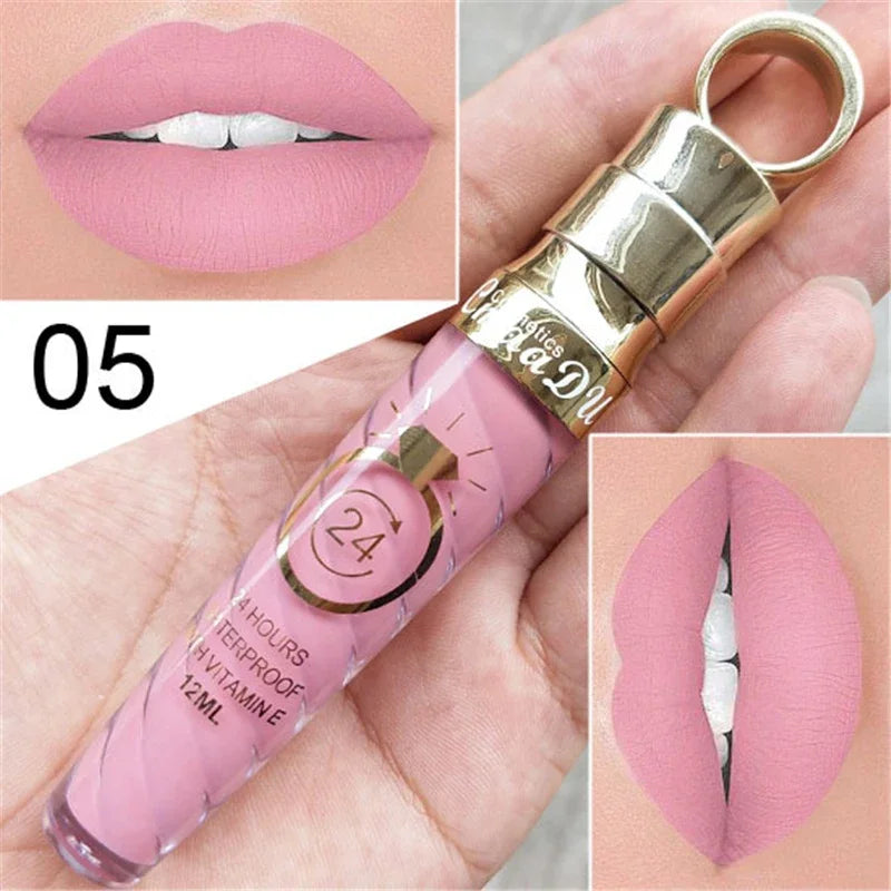 20 Colors Lipstick Waterproof Long Lasting Matte+Shimmer Mental Beauty Lip Gloss Nude Glitter Lip Gloss Beauty Red Lip Tint New Qme 05