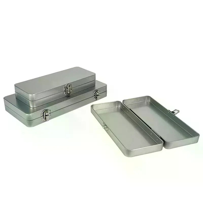 Durable Silvery Gray Metal Rectangular Box With Lid-Ideal For Bills,Cosmetics,Office Supplies Storage-Perfect For Home,Office Qme