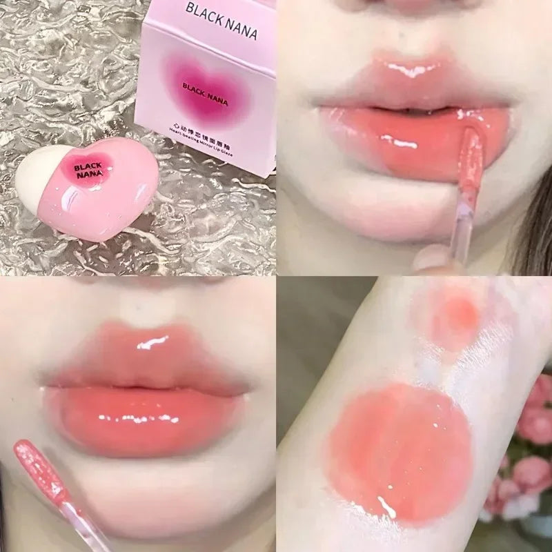 Water Gloss Jelly Lip Gloss Cute Heart-shaped Lipsticks Lasting Hydrating Plumper Lip Gloss Rose Berry Lip Tinted Lips Beauty Qme 01