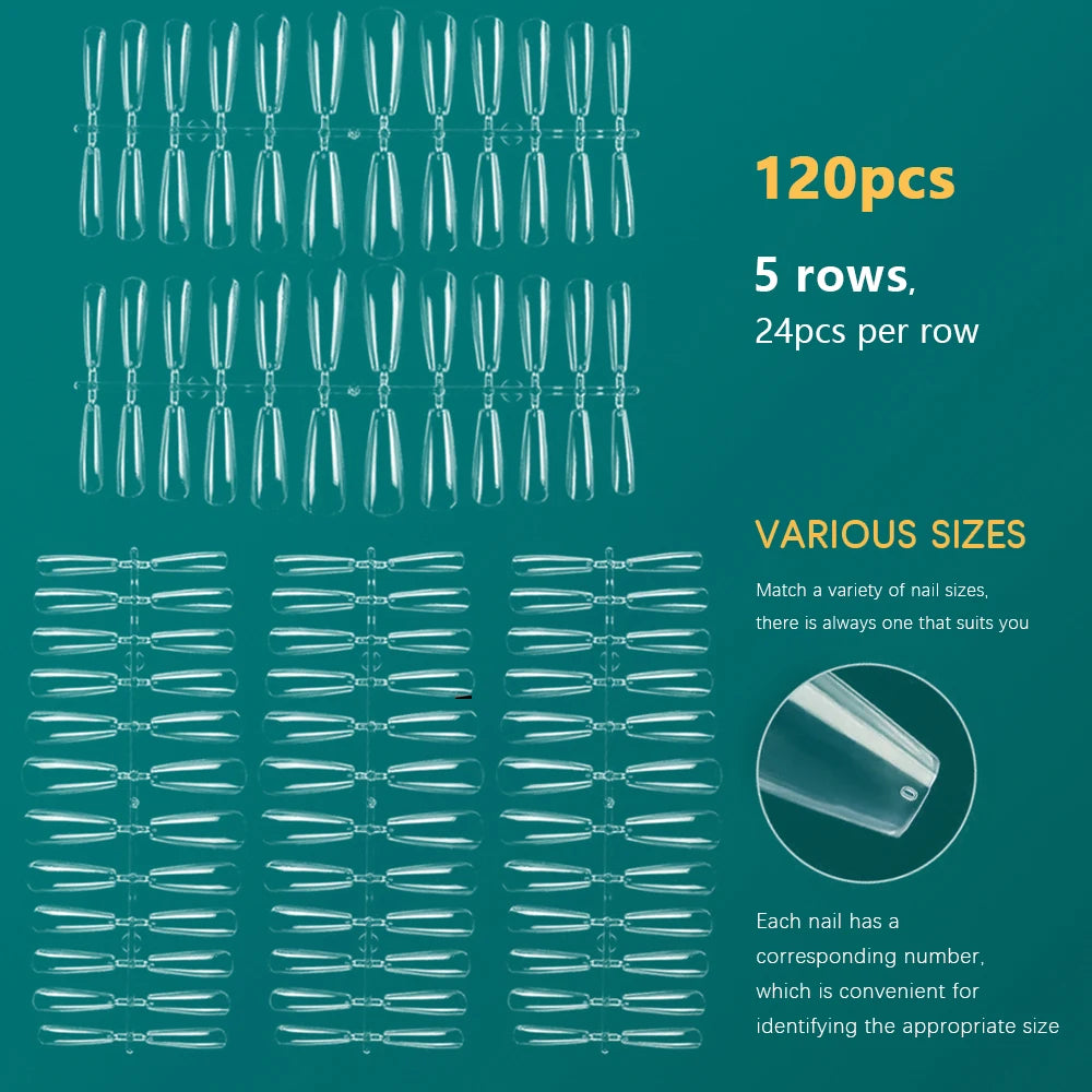 NAILPOP False Nails Acrylic Press Coffin Artificial Clear Fake Nail Qme