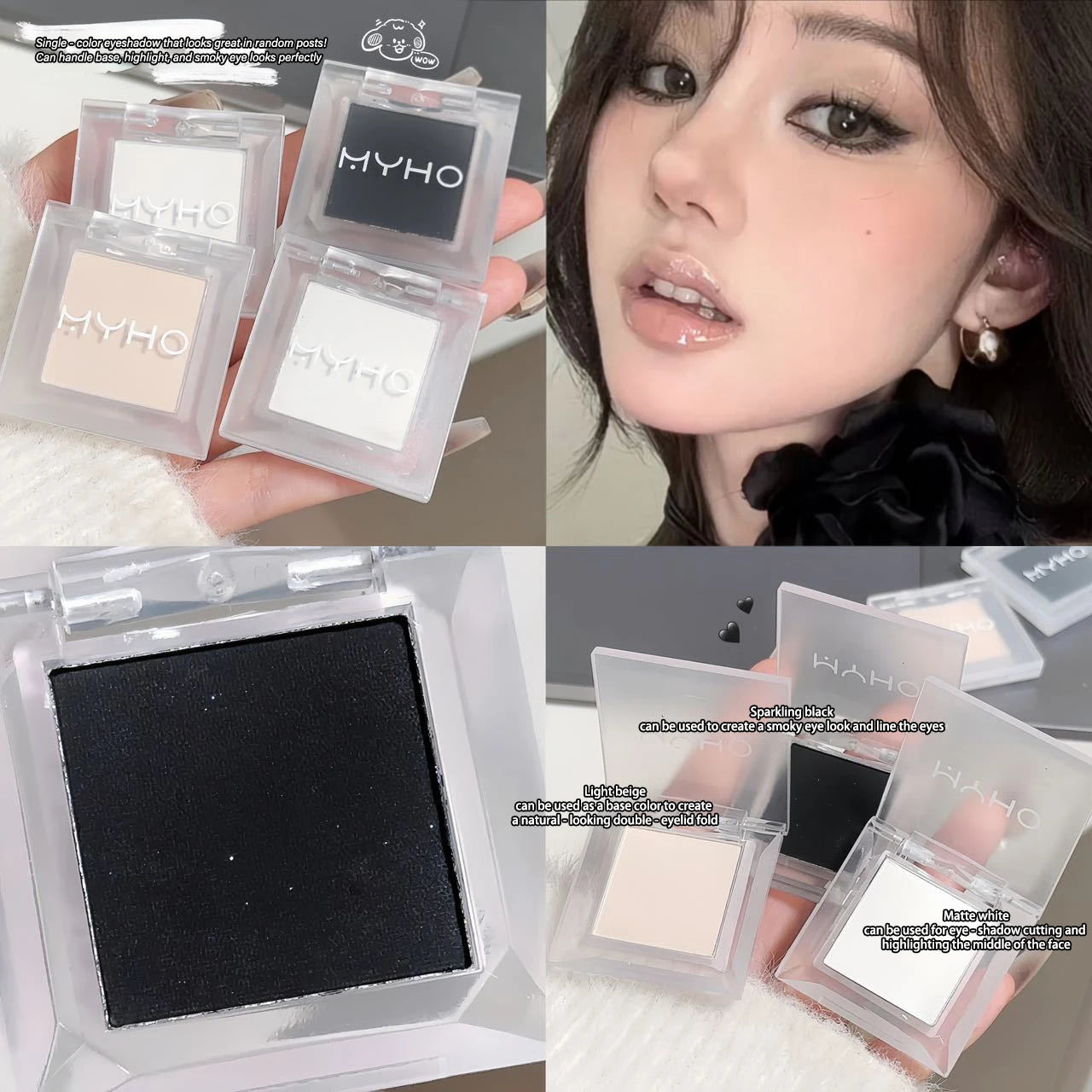 Long-lasting Matte White Smoky Black Eyeshadow Palette Delicate Qme