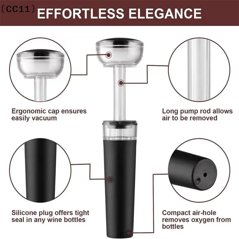 Wine Aerator Pourer Spout Vacuum Stopper Air Saver Pump Aerate Enjoy Qme