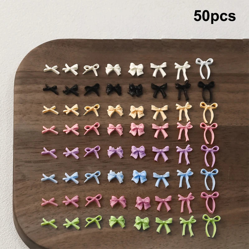 Chic Trendy Manicure Look Ribbon Bowtie Nail Charms Light Luxury Qme