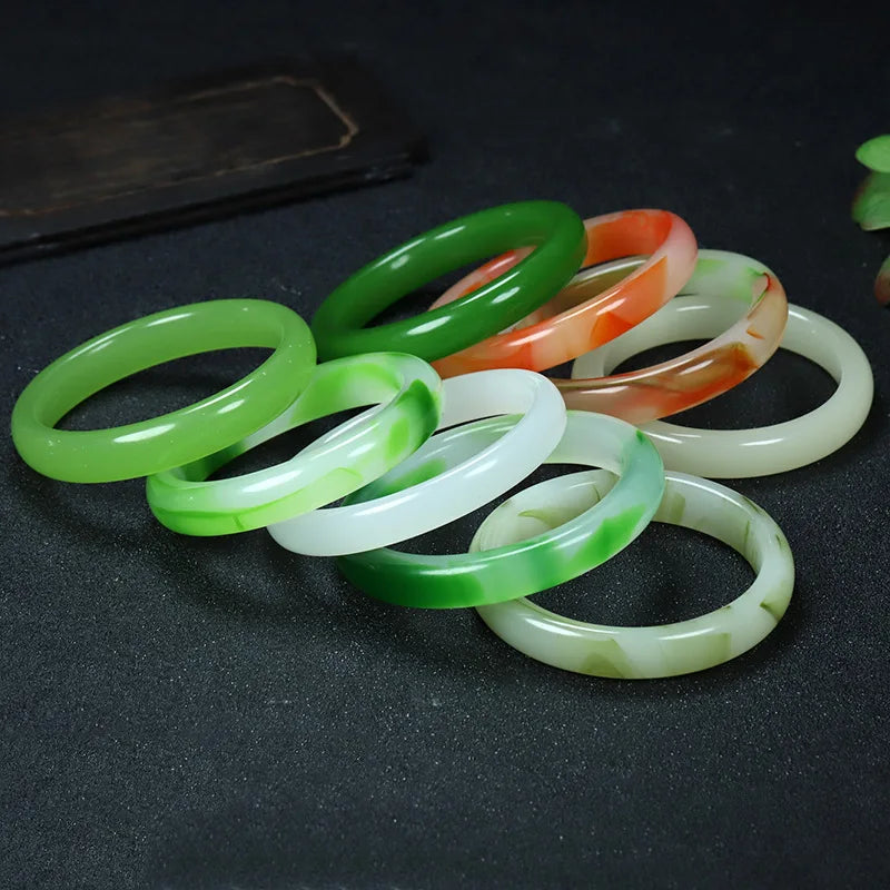 Multicolor Imitate Jade Bangle Charm Jewellery Fashion Accessories Hand-Carved Lucky Amulet Gifts for Women Her Men Qme