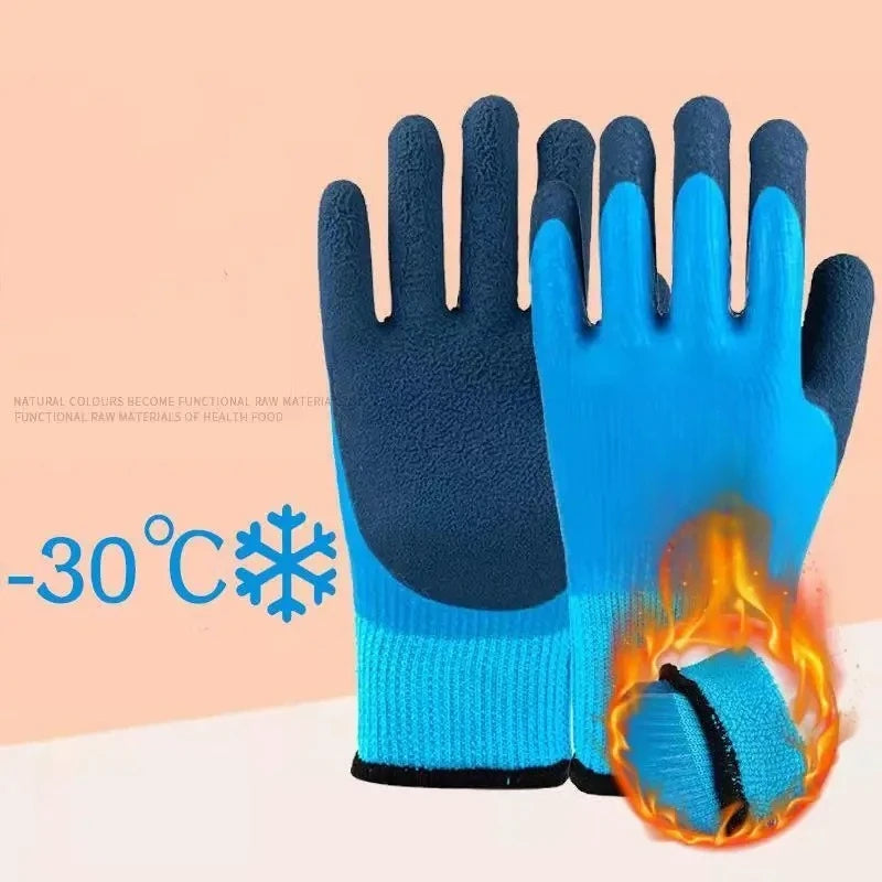 2pairs Winter Fishing Gloves Fleece Lined Thickened Short Warm Cold Proof Thermal Gloves Qme