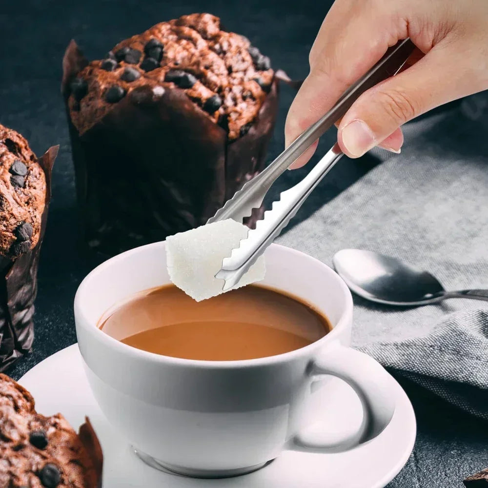 Stainless Steel Ice Tongs Bread Cake Clamps Salad Coffee Sugar Cubes Clips for Restaurant Bar Party Serving Tongs Kitchen Tools Qme