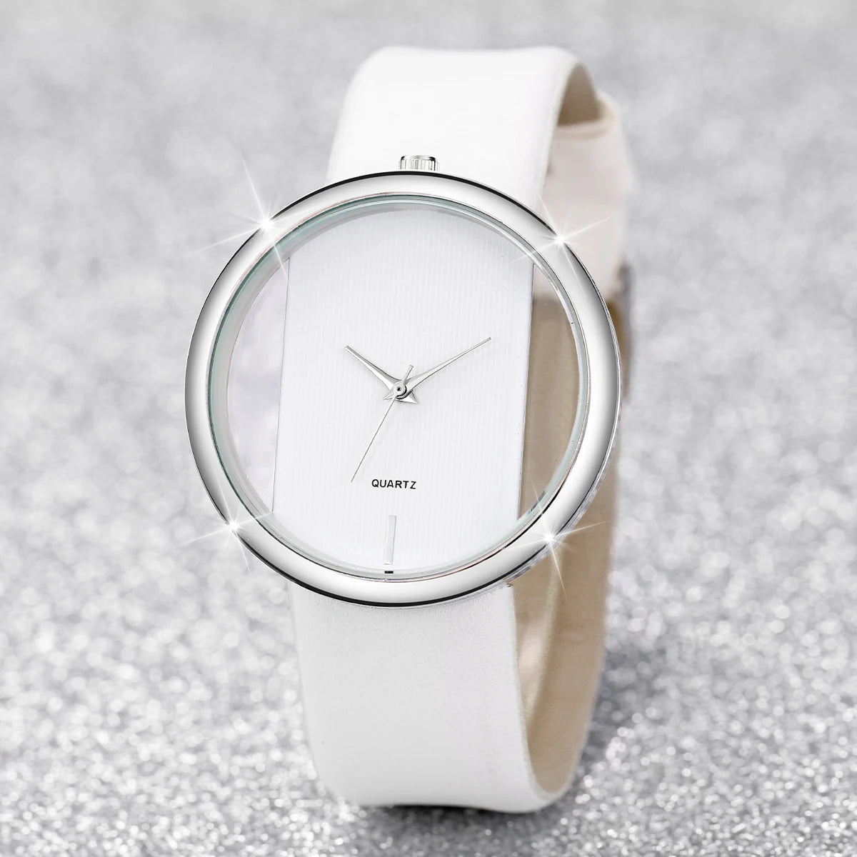 Hot selling couple transparent hollow out watch, e-commerce live broadcast popular watch, belt quartz watch Qme