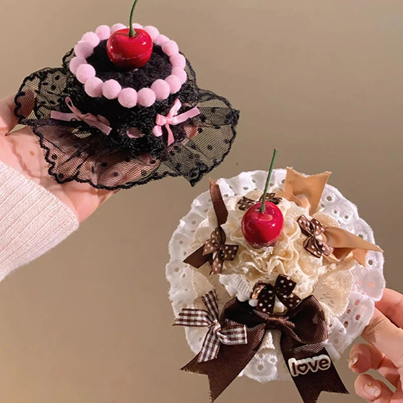 Lolita Lace Cake Hair Clip Cute Children Hairpins Headdress Qme
