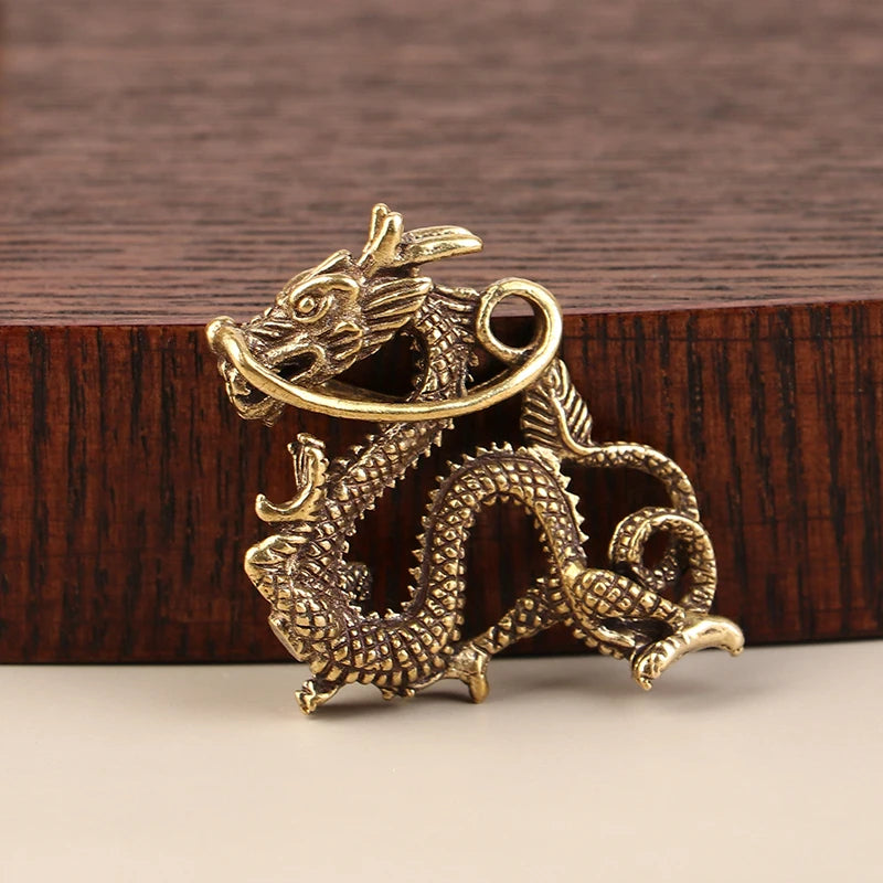 Dragon Luck Animal Fengshui Vintage Decors Retro Brass Figurine Decor Qme
