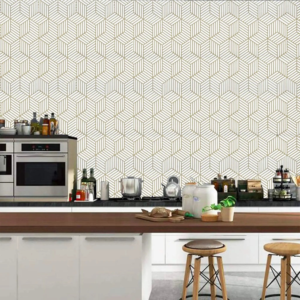 Geometric Hexagon Wallpaper Peel Stick Wallpapers Removable Self Qme