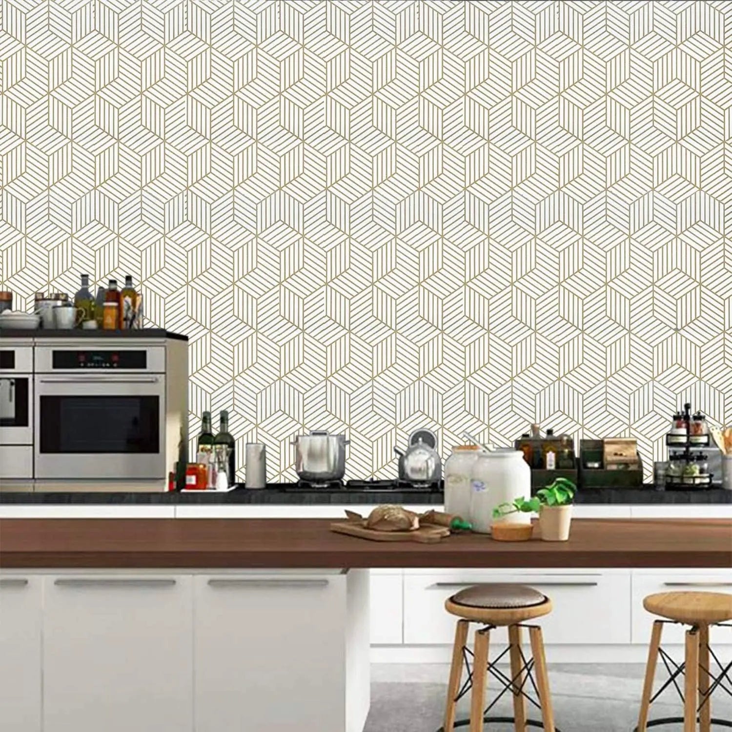 Geometric Hexagon Wallpaper Peel Stick Wallpapers Removable Self Qme