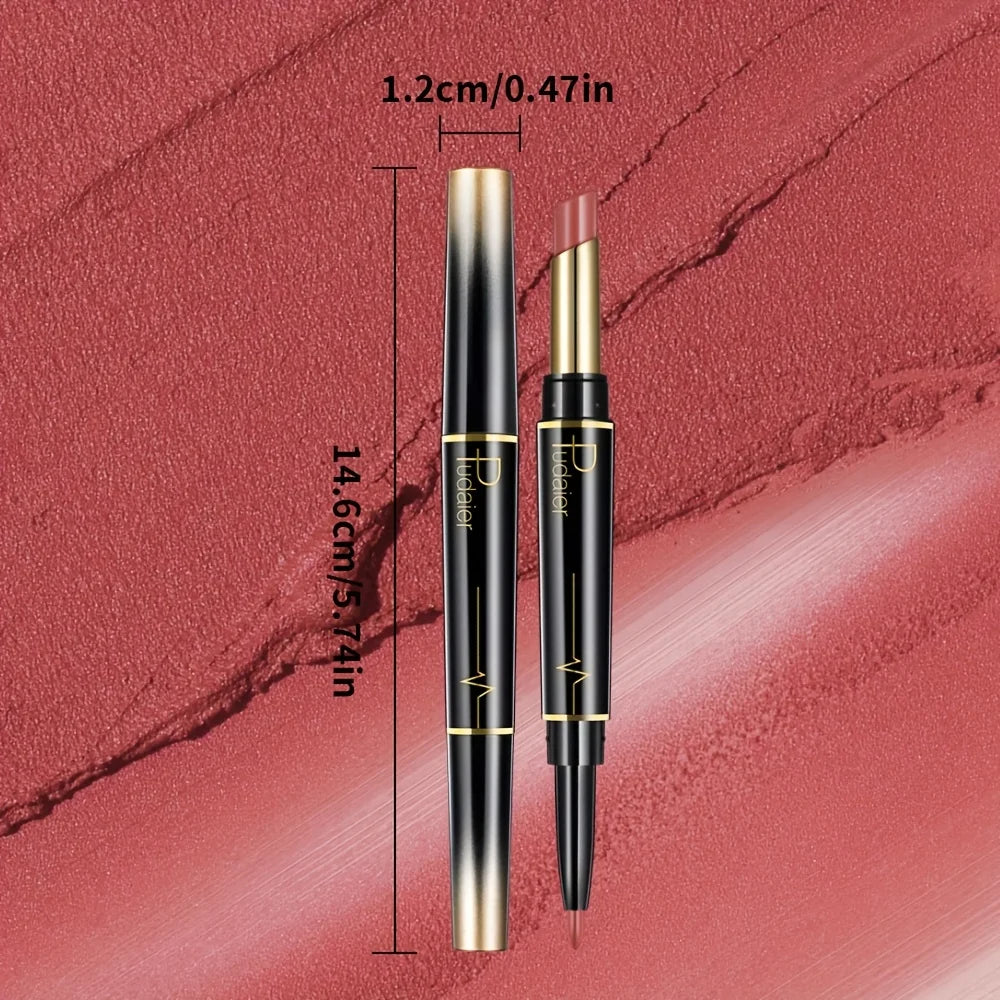 Double-headed Lipstick Lip Liner Gloss Moisturizing Formula Not Easy Qme