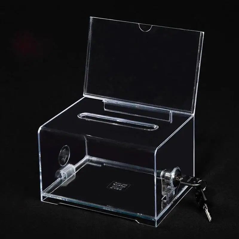 Acrylic Solid Ballot Box Durable Tip Jar Voting Plastic Container Qme