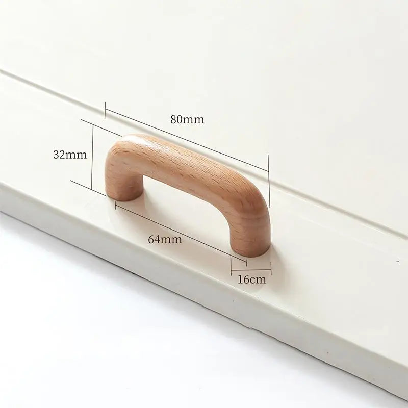 Natural Wood Color Cabinet Doors Solid Wood Handles Beech & Black Walnut Drawer Wooden Door Handles For Kitchen Bathroom Qme A7