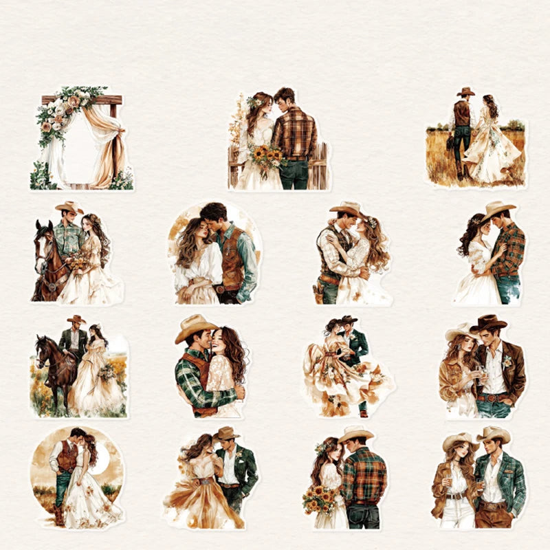 Wedding Stickers 30 Sheets Romantic Couple Scrapbook DIY Journal Phone Case Decoration Gift for Bride and Groom Qme 2