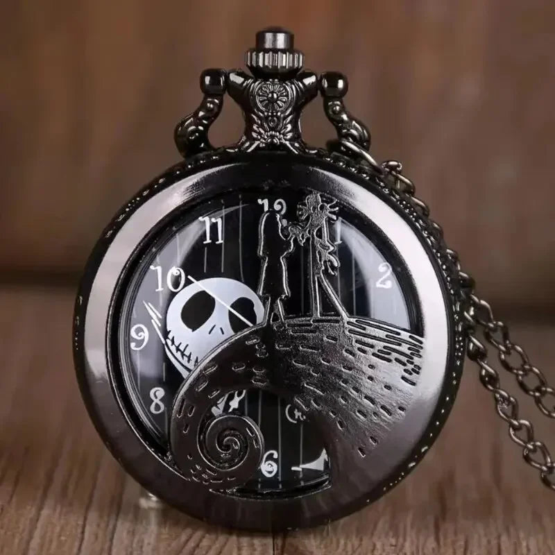 Fashion Lovers Skeleton Quarzt Pocket Watch with Chain Necklace Vintage Quartz Pendant Watches Clock Chain Mens Women Qme