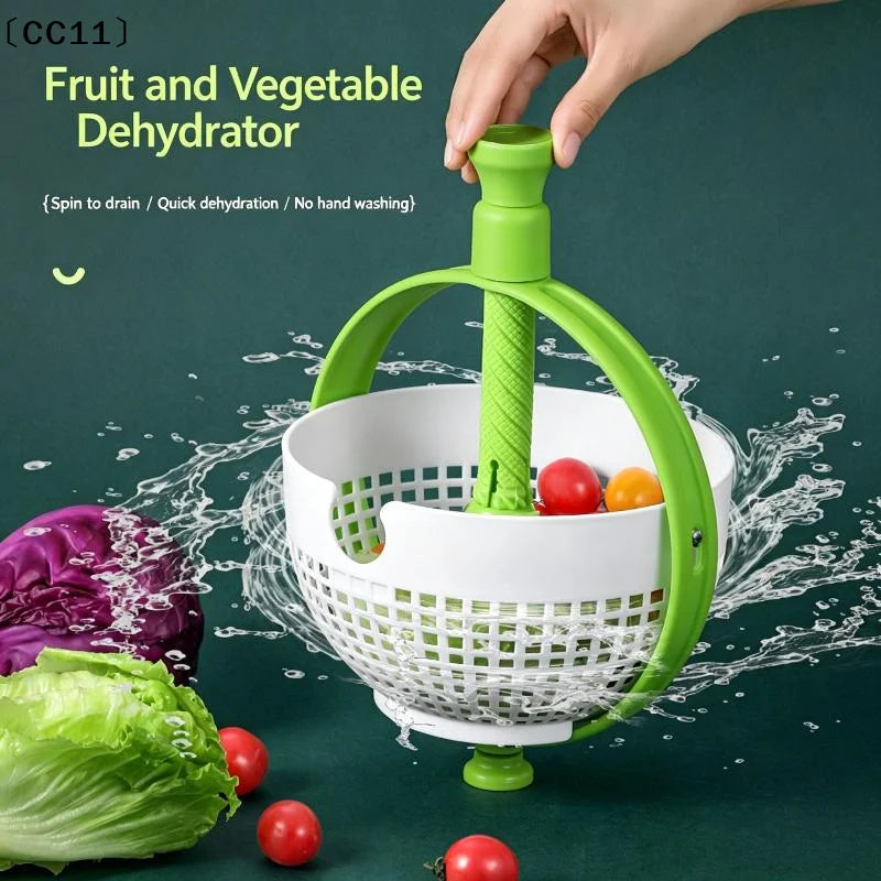 Collapsible Salad Spinner 3-in-1 3Qt Space Saving Colander Veggie Qme