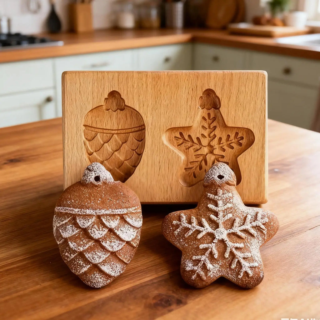 wooden Cookie Press Stamp 3D Easy Release Tools Cookie Press Molds For Family Home Party Holiday Indoor Outdoor Baking tool Qme