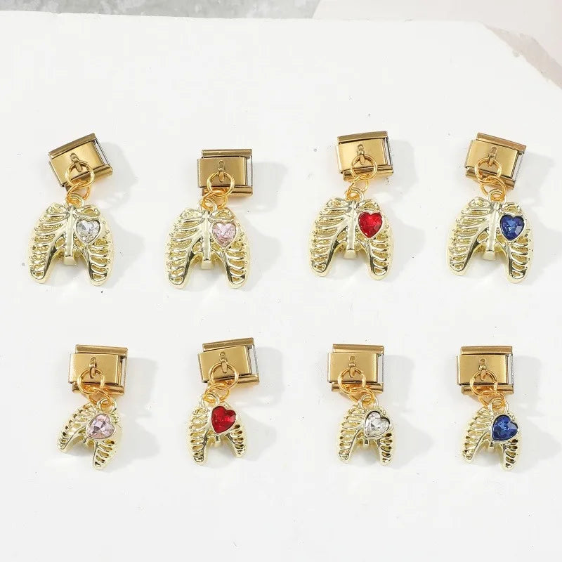 1PC Charm Cute Cartoon Pearl Dogs Horse Pendant Italian Charm Link Fit 9mm Bracelet Stainless Steel DIY Jewelry Making Wholesale Qme