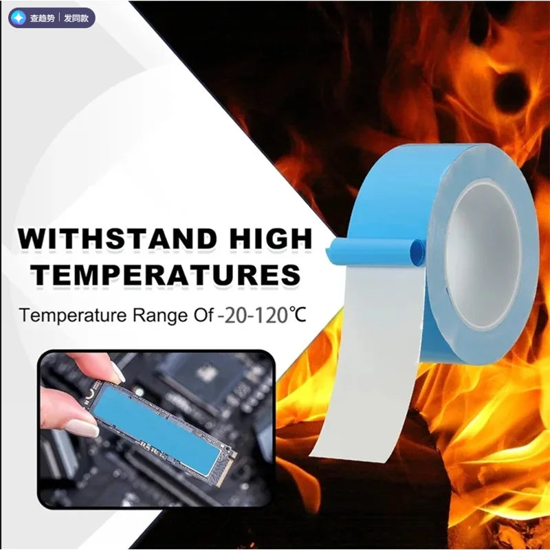 10m Double Side Thermal Conductive Tape 5-50mm Width Blue Heat Transfer Tape Adhesive Cooling Heatsink for Computer CPU GPU Qme