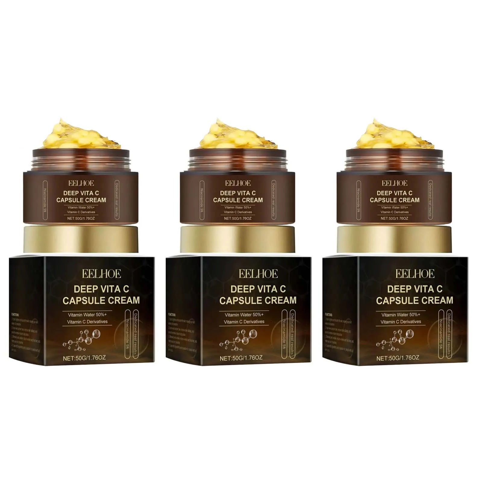 Vitamin C Capsule Facial Cream Even Skin Tone Pigmentation Removal Hydrated Skin Moisturizing Brightening Firming Face Cream Qme 3 x 50g boxed