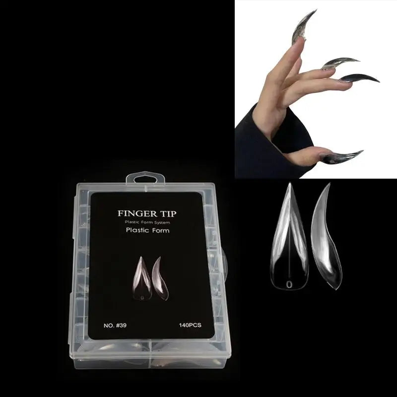 Box Short Curved Stiletto Nail Dual Form Extension 3D Cat's Claw Qme