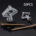 50 set of hollow wall anchors with screws, butterfly expansion screw plugs for drywall and cement board, easy-to-install fasten Qme 50 set