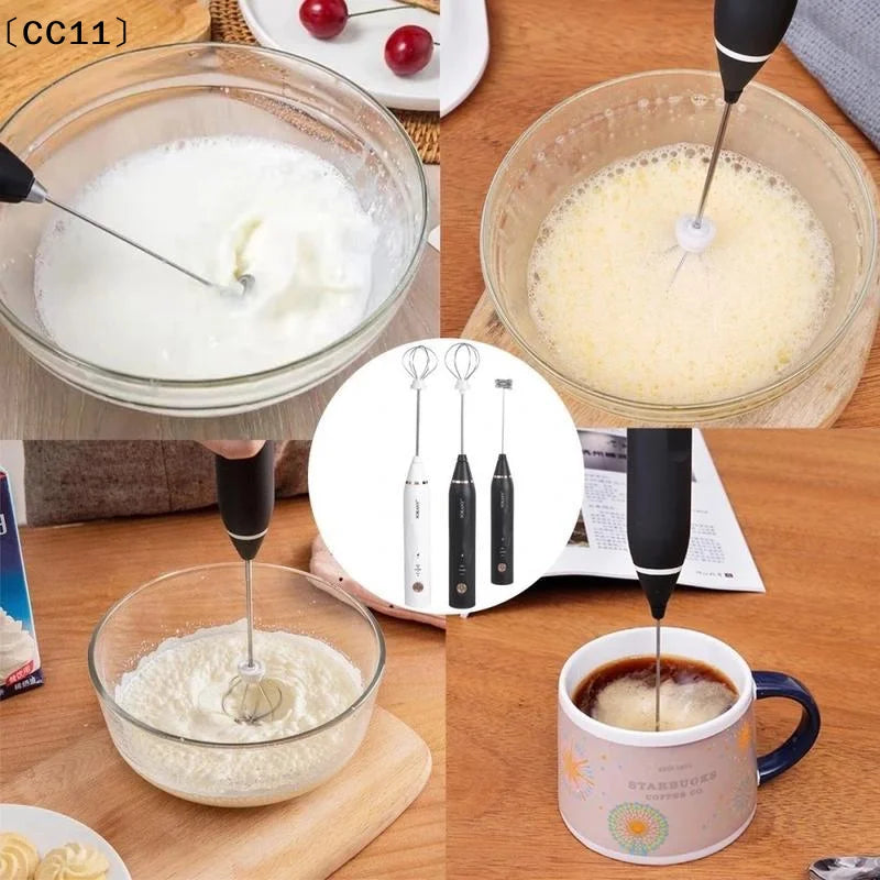 Rechargeable Handheld Electric Egg Beater 3 Speeds Stainless Steel Qme
