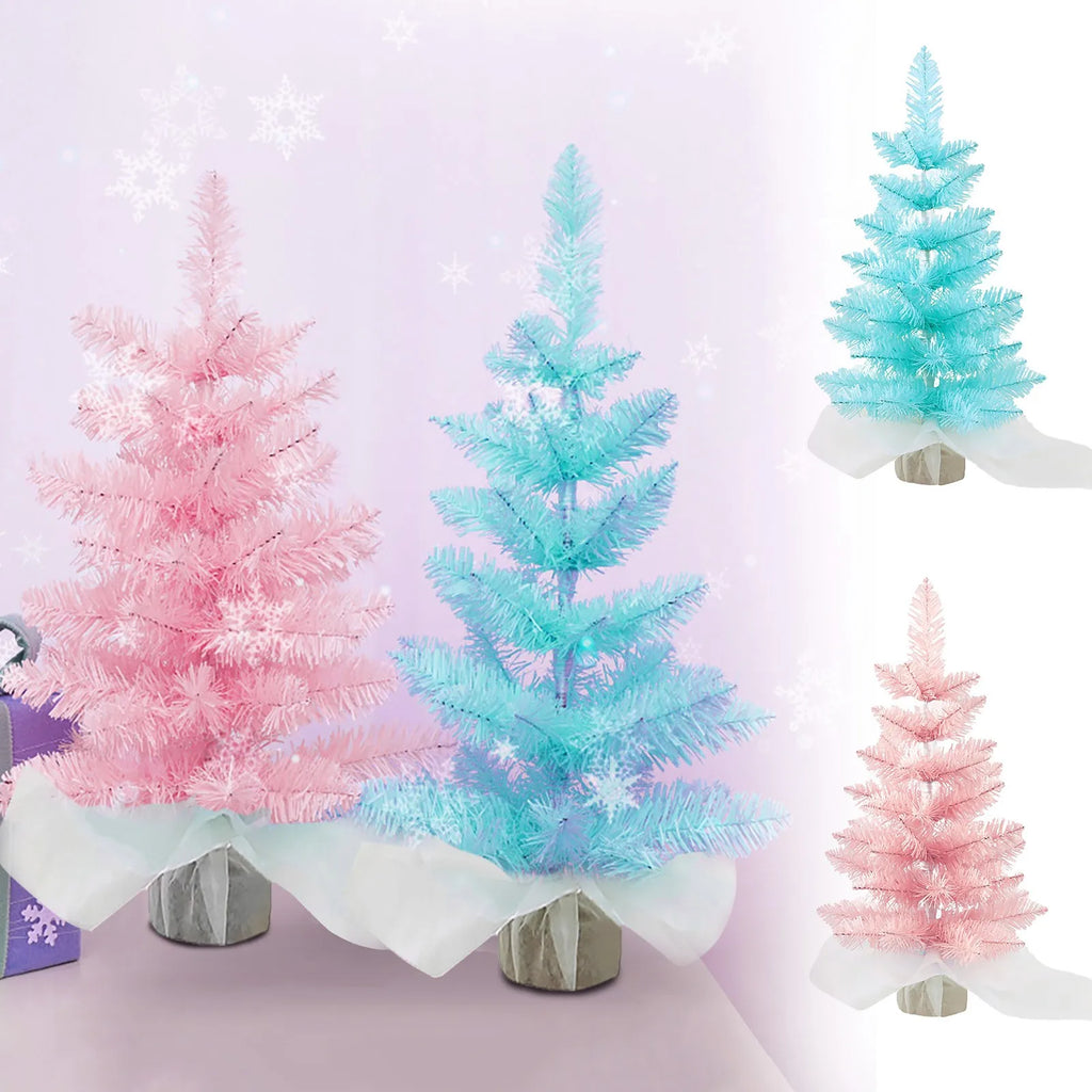 Artificial Mini Colorful Trees Christmas Village Trees with Wood Base Small Sisal Tree for Tabletop Christmas Decoration Qme