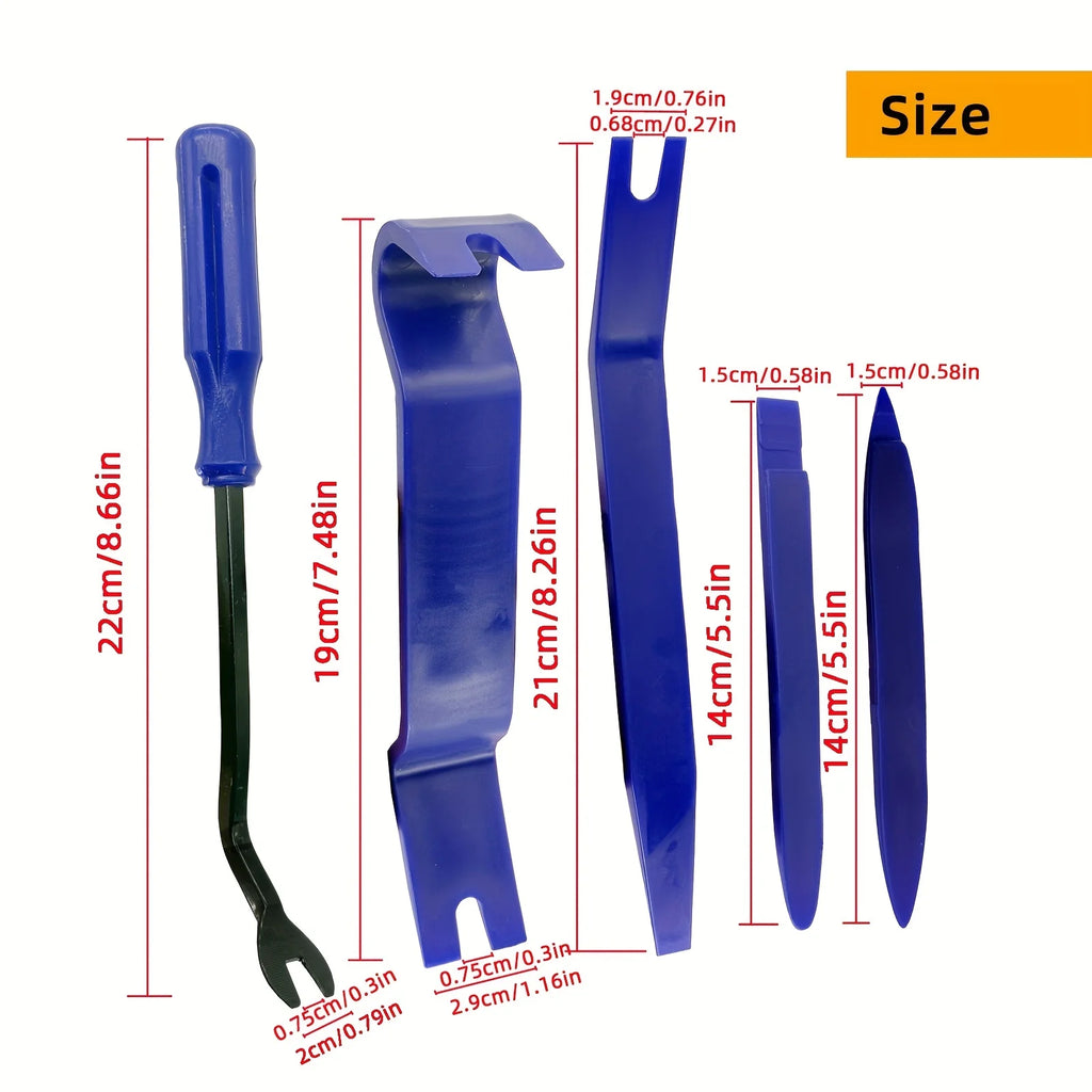 5Pcs Auto Trim Removal Tool Kit, Car Plastic Pry Panel Door Dash Audio Clip Remover Pry Bar Set For Vehicle Interior Repair Qme