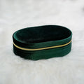 New Arrival Oval-Shaped Velvet Mini Jewelry Box Organizer for Rings Earrings Bracelets Necklace Jewelry Case for Ring Hot Sale Qme Dark Green 15 10 4.5cm