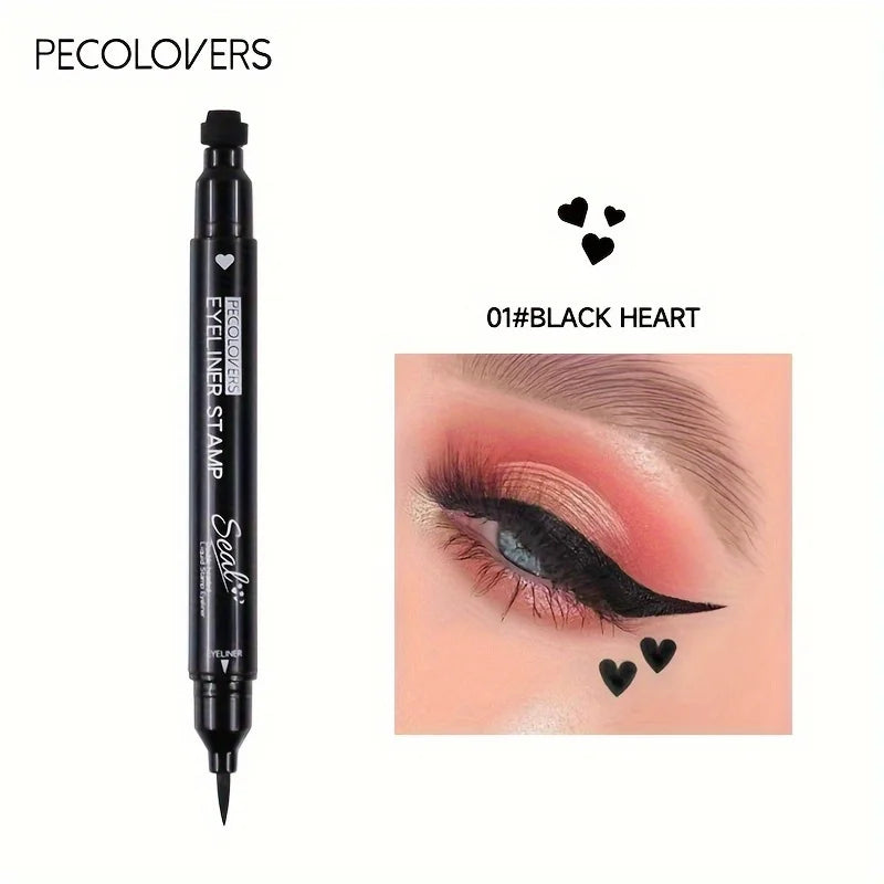 2-in-1 Butterfly & Star Moon Stamp Eyeliner Pen - Long-Lasting, Waterproof Black Liquid Eye Liner Pencil for Flawless Makeup Qme 01