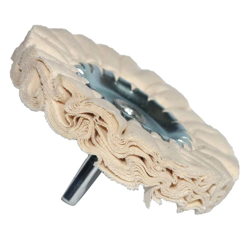 1x Buffing Wheel 100mm 4inch White Cotton Polishing Bit Head Open Bias 6mm Shank For Metal Plastic Wood Ceramic Glass Grinding Qme