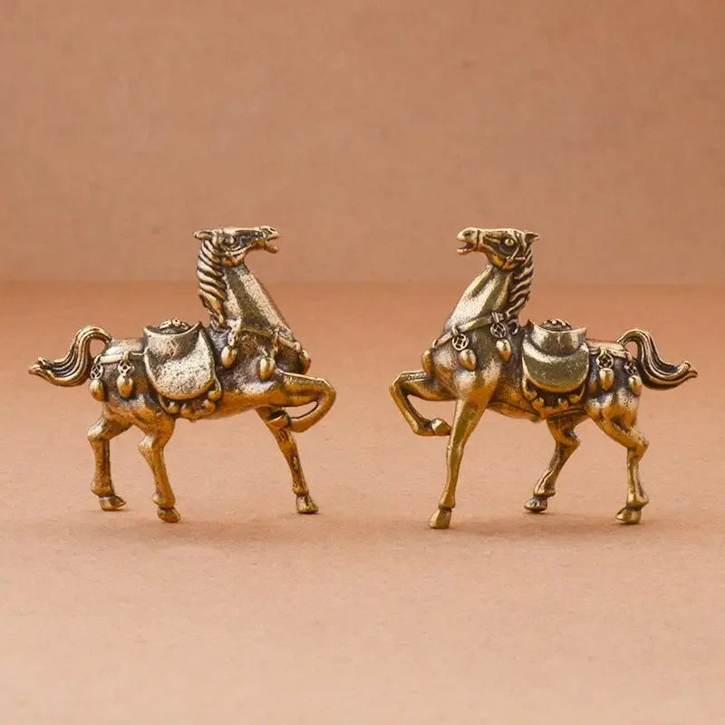 Brass Horse Small Ornament Home Desktop Decoration Retro Pure Copper Horse Crafts Copper Figurines Enthusiasts Collect Qme