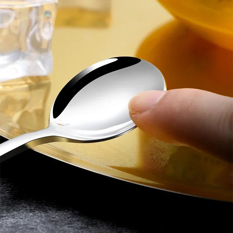 Stainless Steel Long Handled Spoon Teaspoon Coffee Stirring Spoon Ice Cream Honey Dessert Spoon Kitchen Tableware Qme