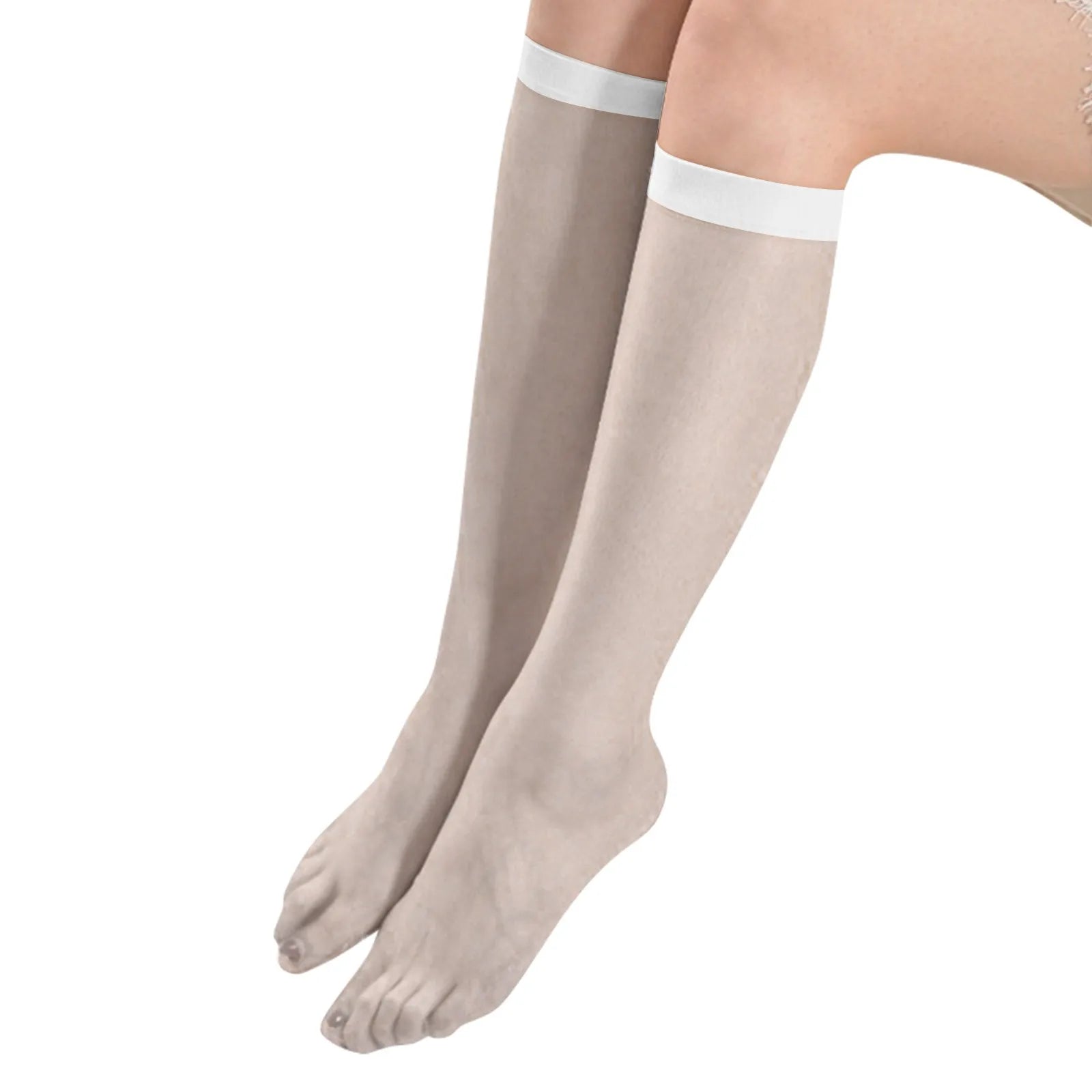 Women's Mesh Mid-calf Socks Fashionable Solid Stockings Dress with JK Dress Summer Ultra-thin Transparent Half Stockings Qme White One Size