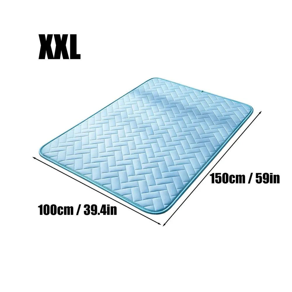 Dog Cooling Mat Pet Kennel Cold Pad Puppy Heat Absorption Mat for Outdoor Indoor Backyard Balcony Home Living Room Bedroom Qme 2XL