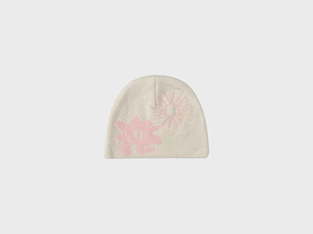 Niche Jacquard Plush Knitted Hat Men Women Autumn Winter Warm Qme Beige