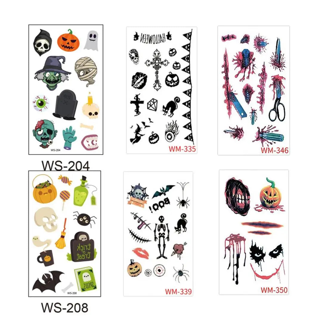 A 10 Sheets Halloween Pumpkins Tattoo Sticker Temporary Fake Tattoo Arm Hands Body Waterdichte Tatouages Pour Kids Toy Gift Qme 6pcs WS-204WM350