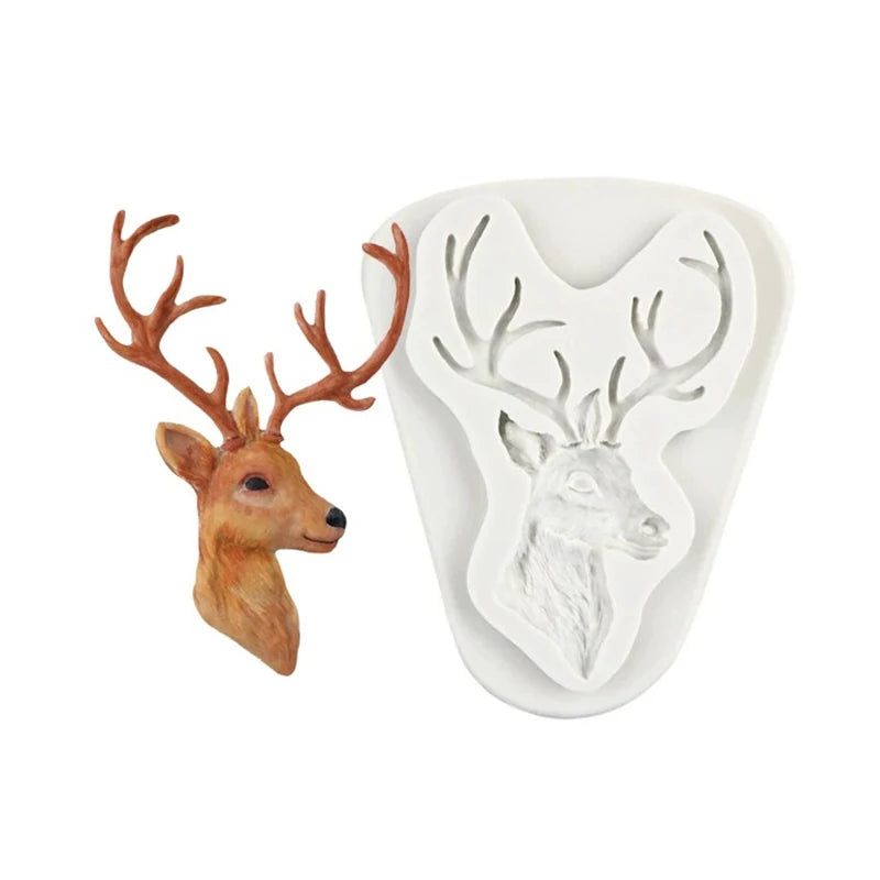 Chocolate Gumpaste Mold Fondant Tools Soap Christmas Deer Head Qme