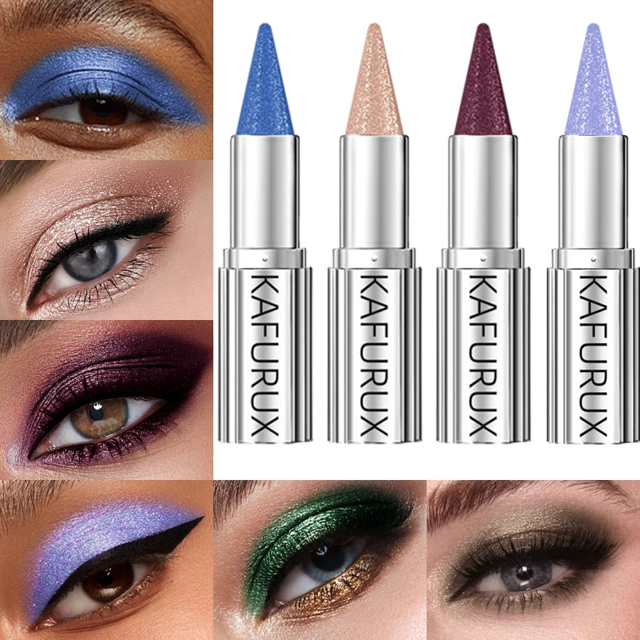 12 Colors Metallic White Black Purple Eyeshadow Pencil Glitter Liner Qme